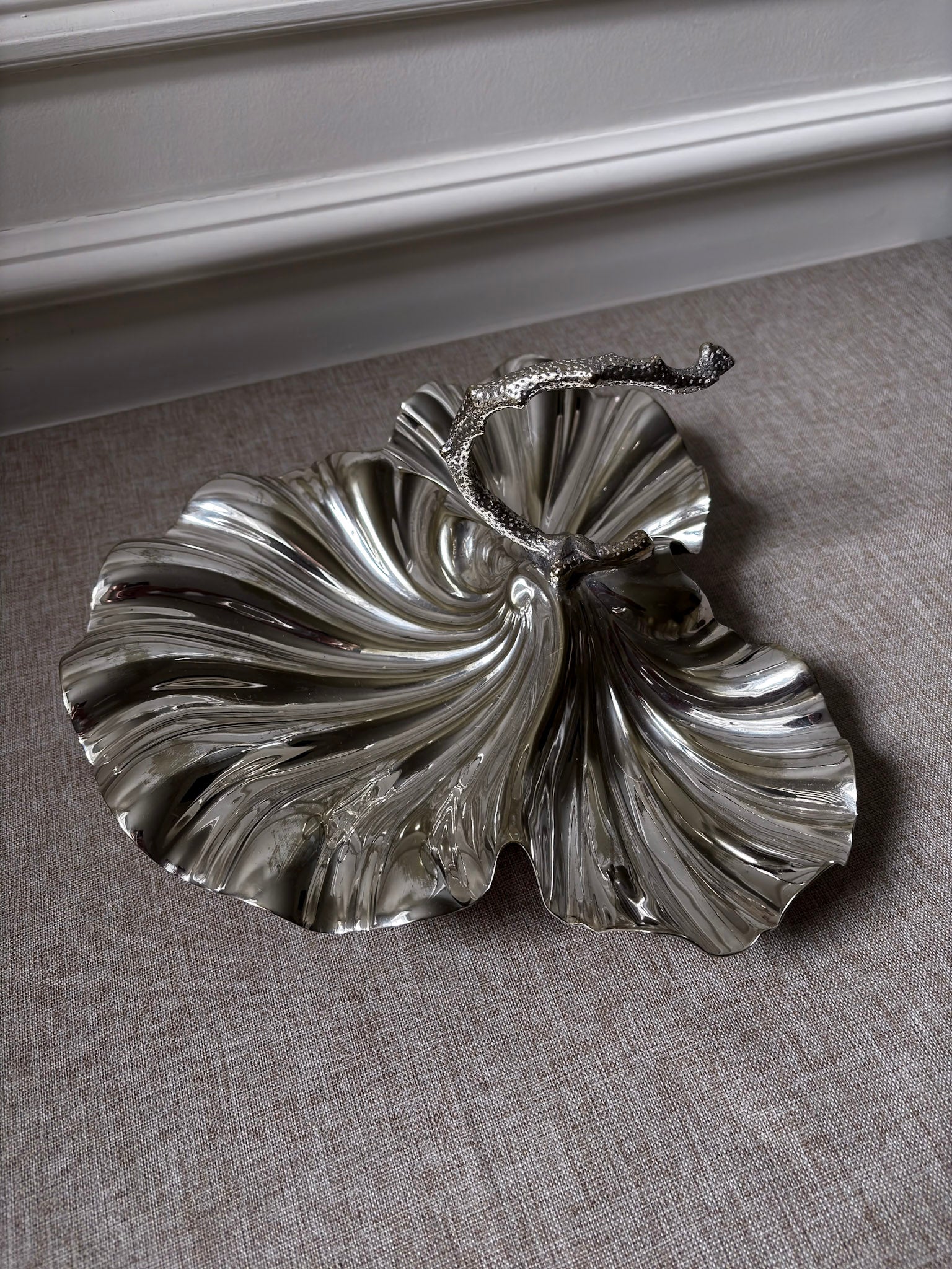 Vintage D&A EPNS Silver Plated Shell Dish | Sculptural Italian Centrepiece Bowl