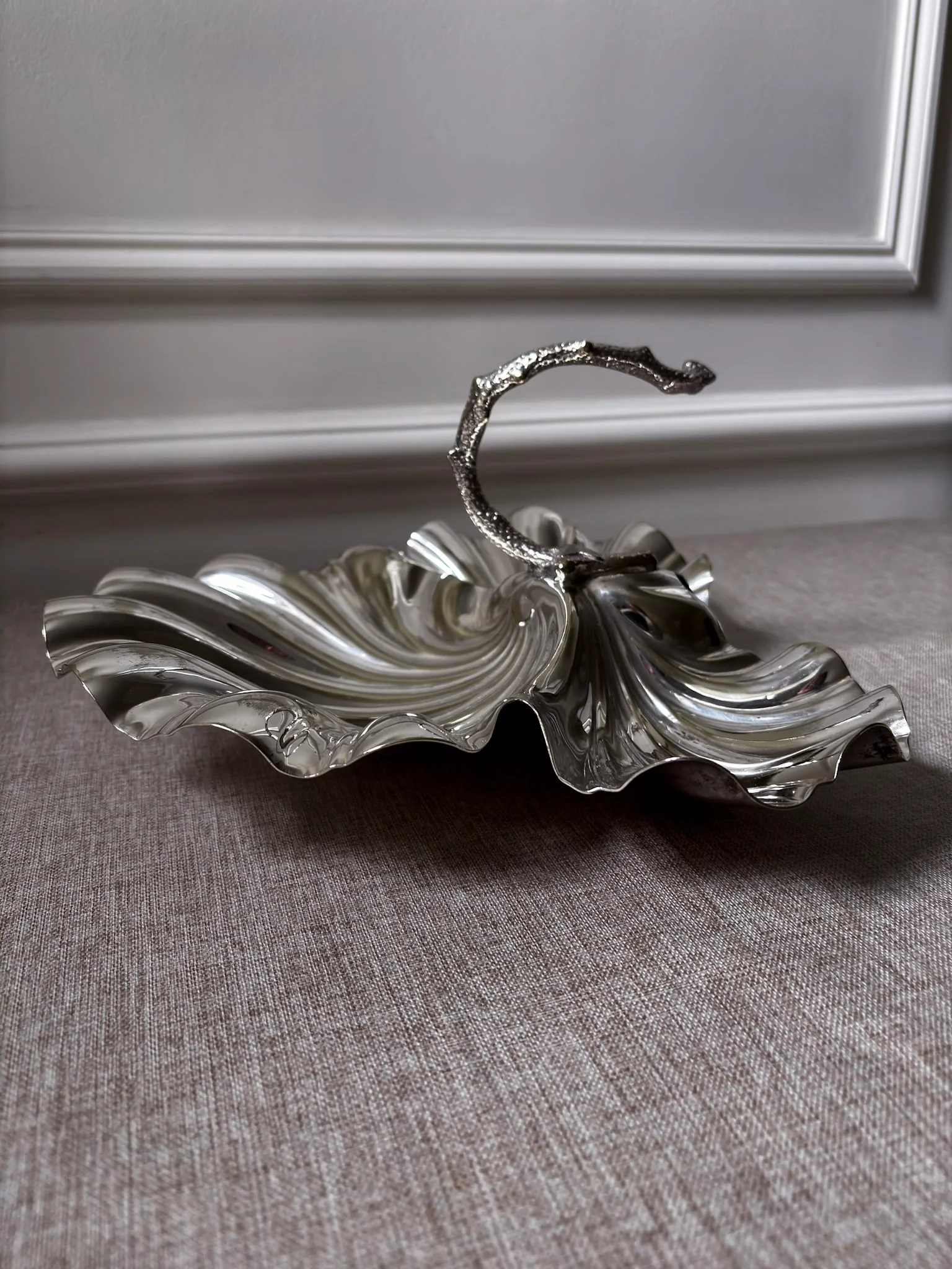 Vintage D&A EPNS Silver Plated Shell Dish | Sculptural Italian Centrepiece Bowl - Image 2