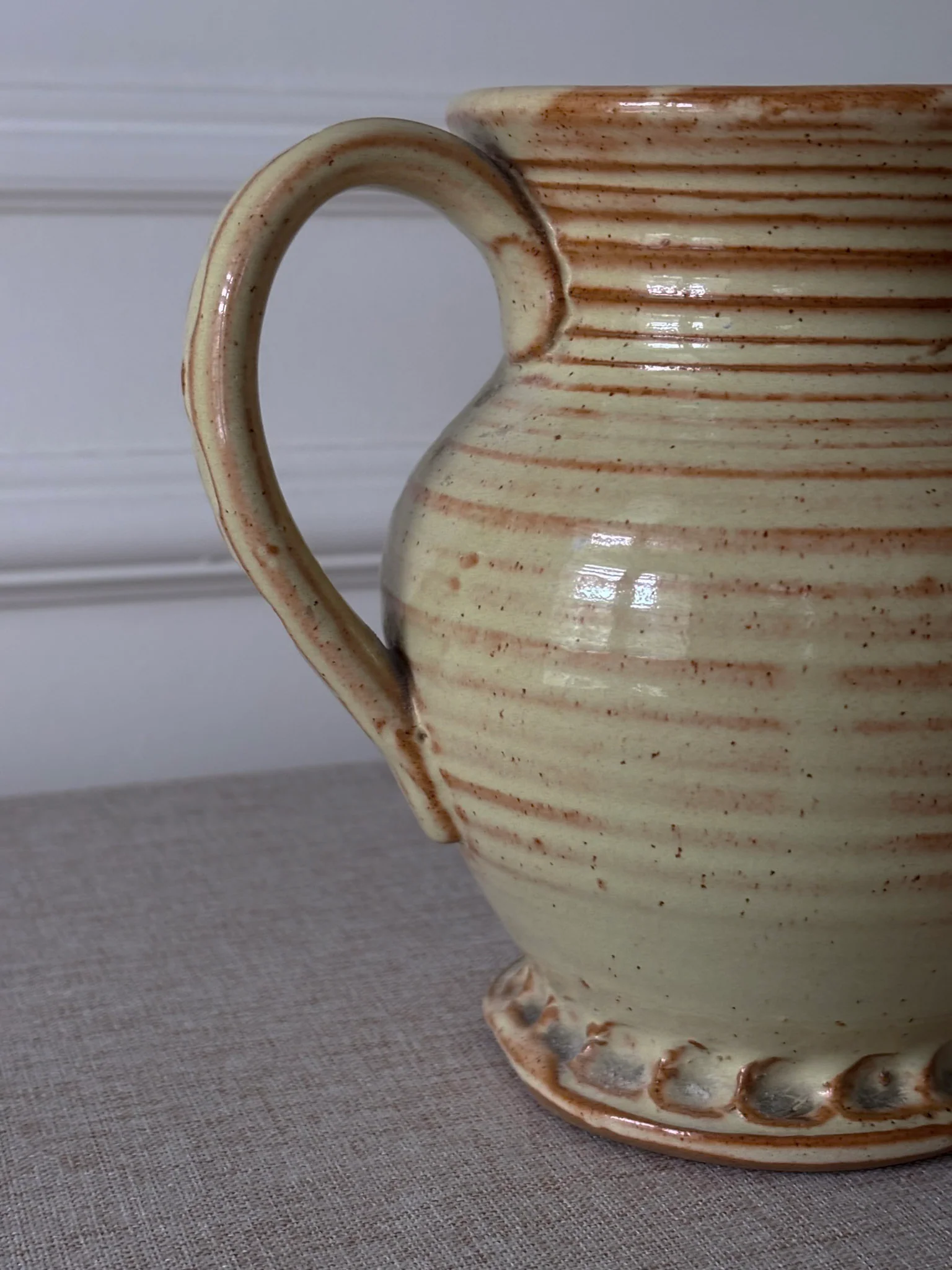 Vintage Studio Pottery Ribbed Rustic Jug - Image 2