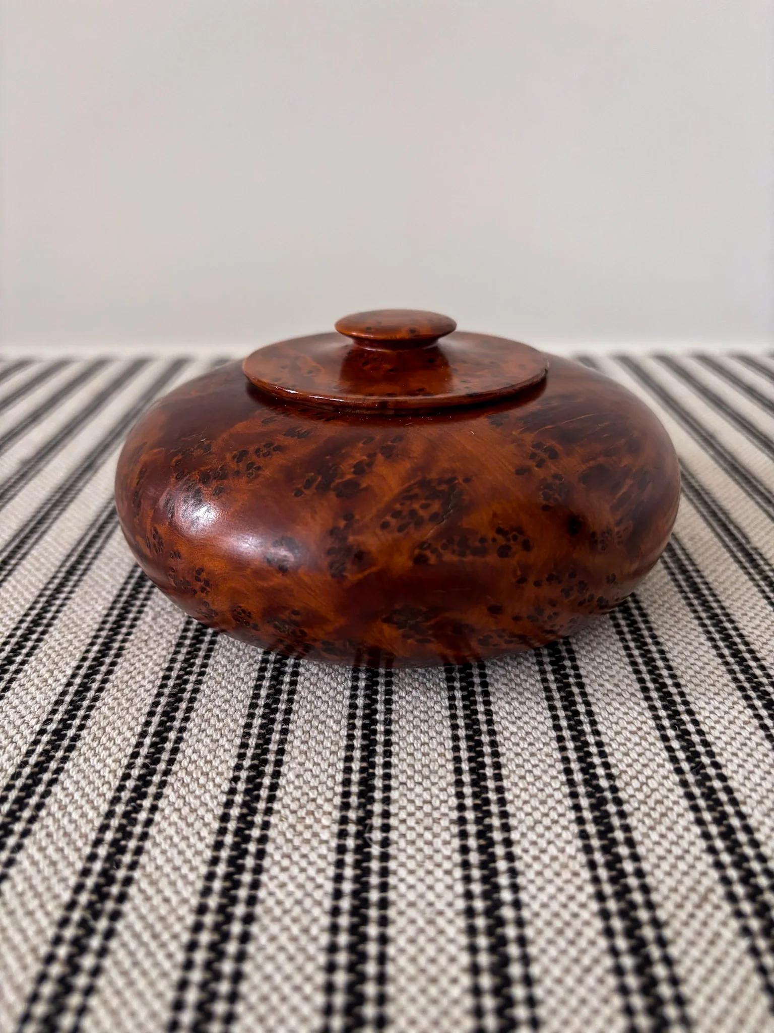 Vintage Thuya Burr Wood Lidded Pot