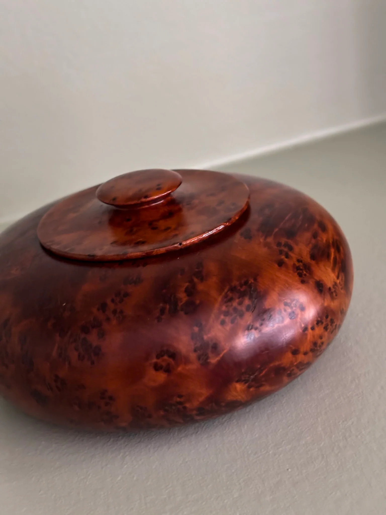 Vintage Thuya Burr Wood Lidded Pot - Image 8