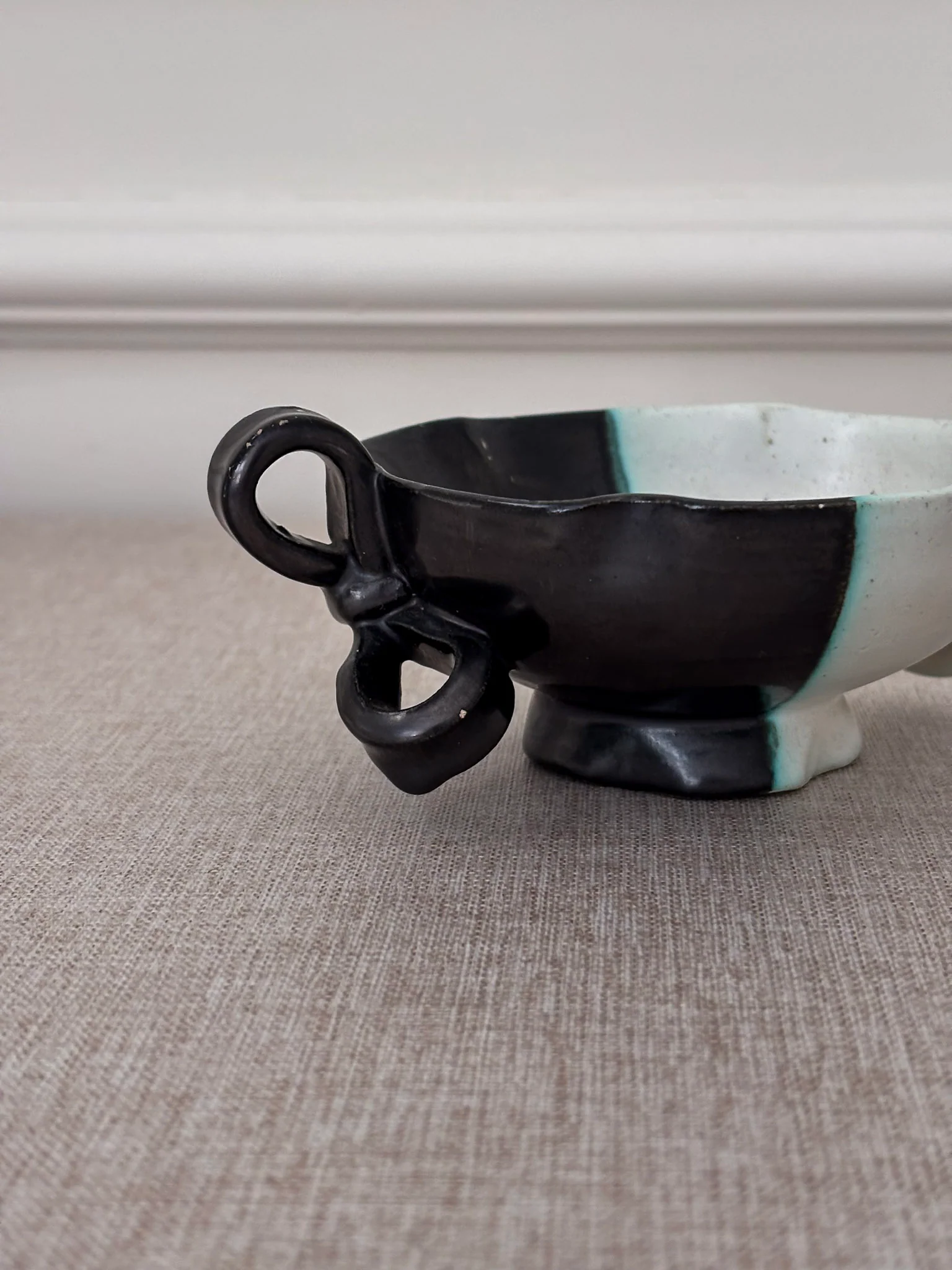Vintage Vallauris Ceramic Bowl | Black & White Sculptural French Pottery - Image 3