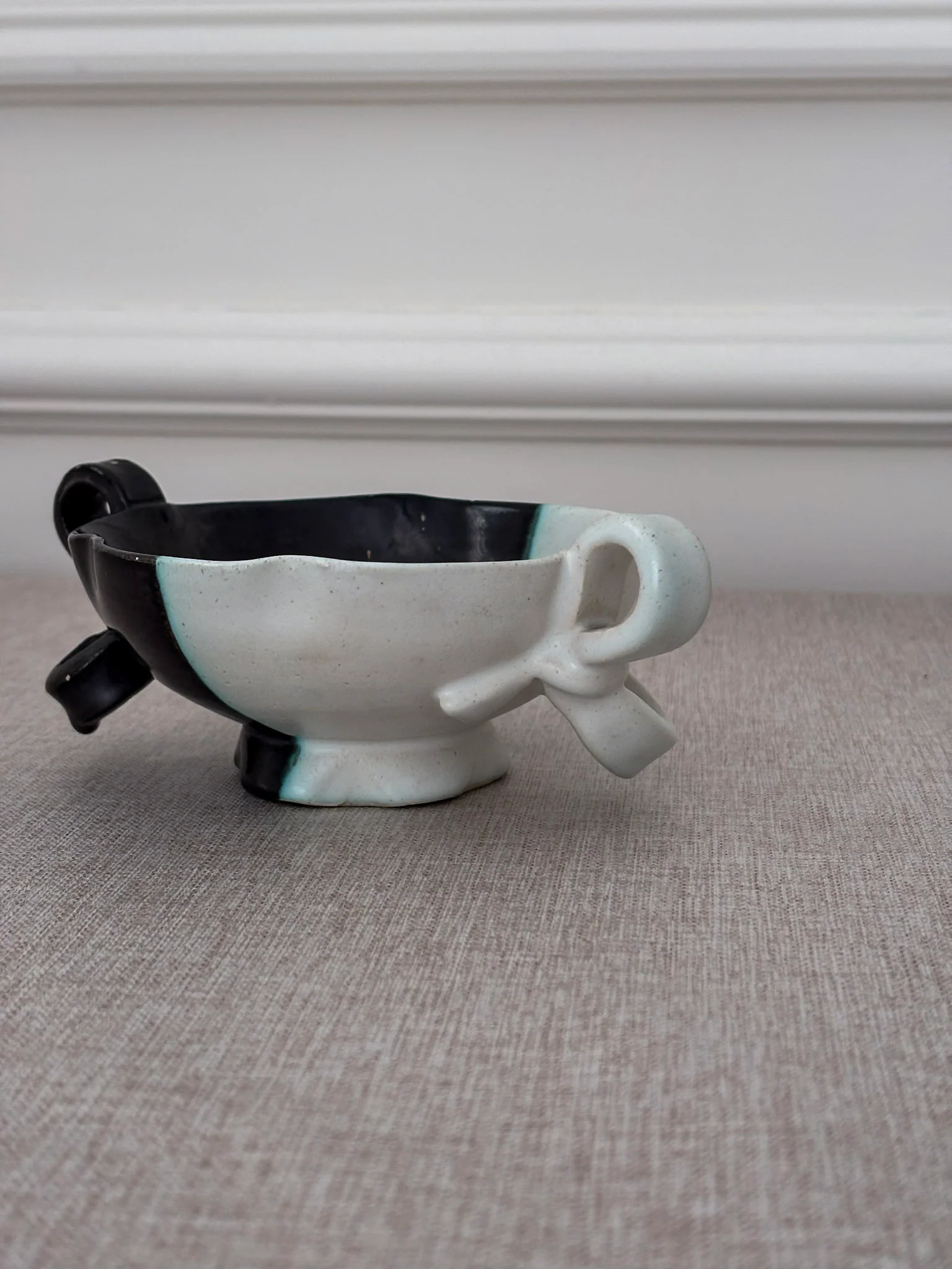 Vintage Vallauris Ceramic Bowl | Black & White Sculptural French Pottery - Image 4