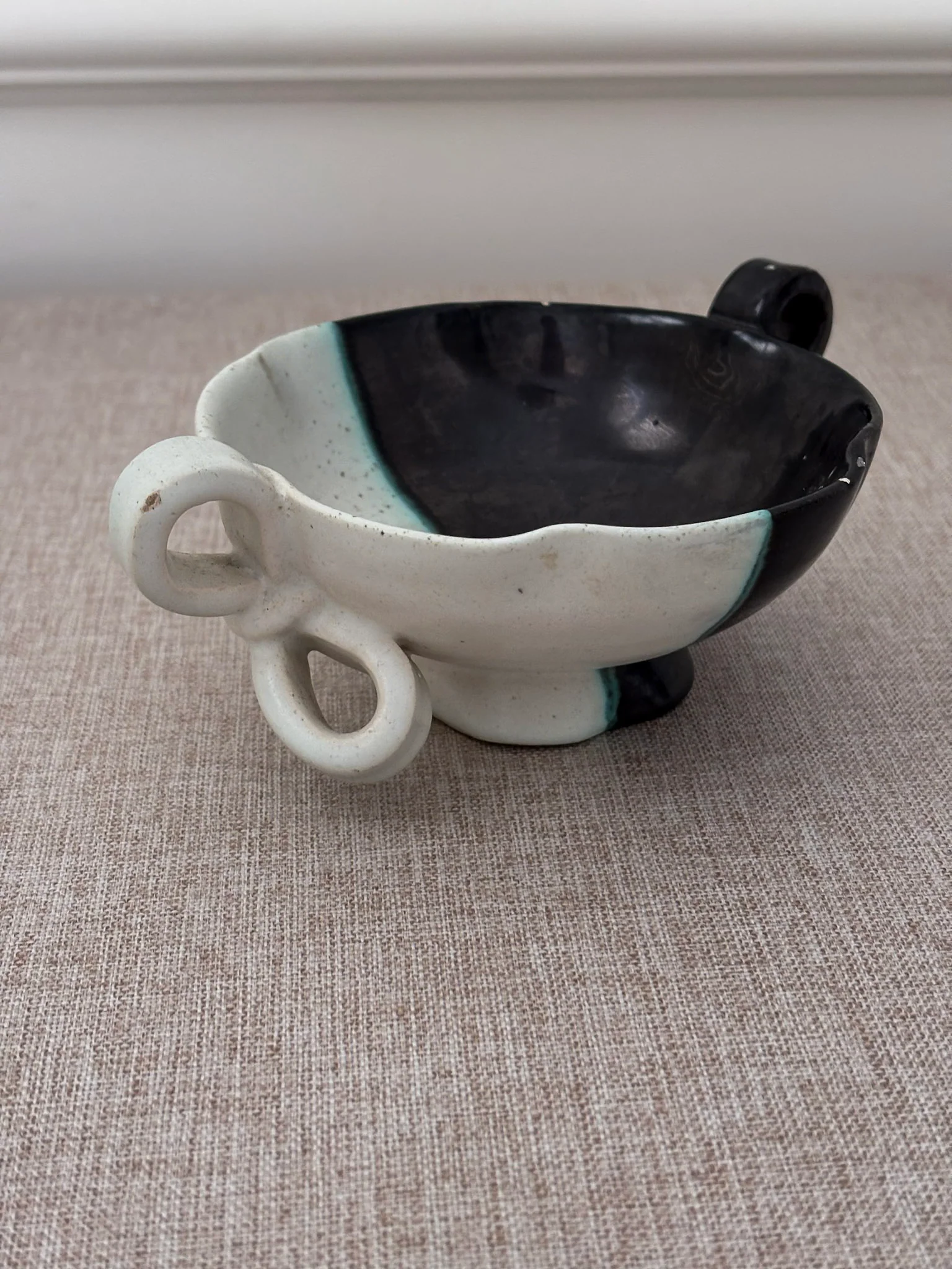 Vintage Vallauris Ceramic Bowl | Black & White Sculptural French Pottery - Image 8