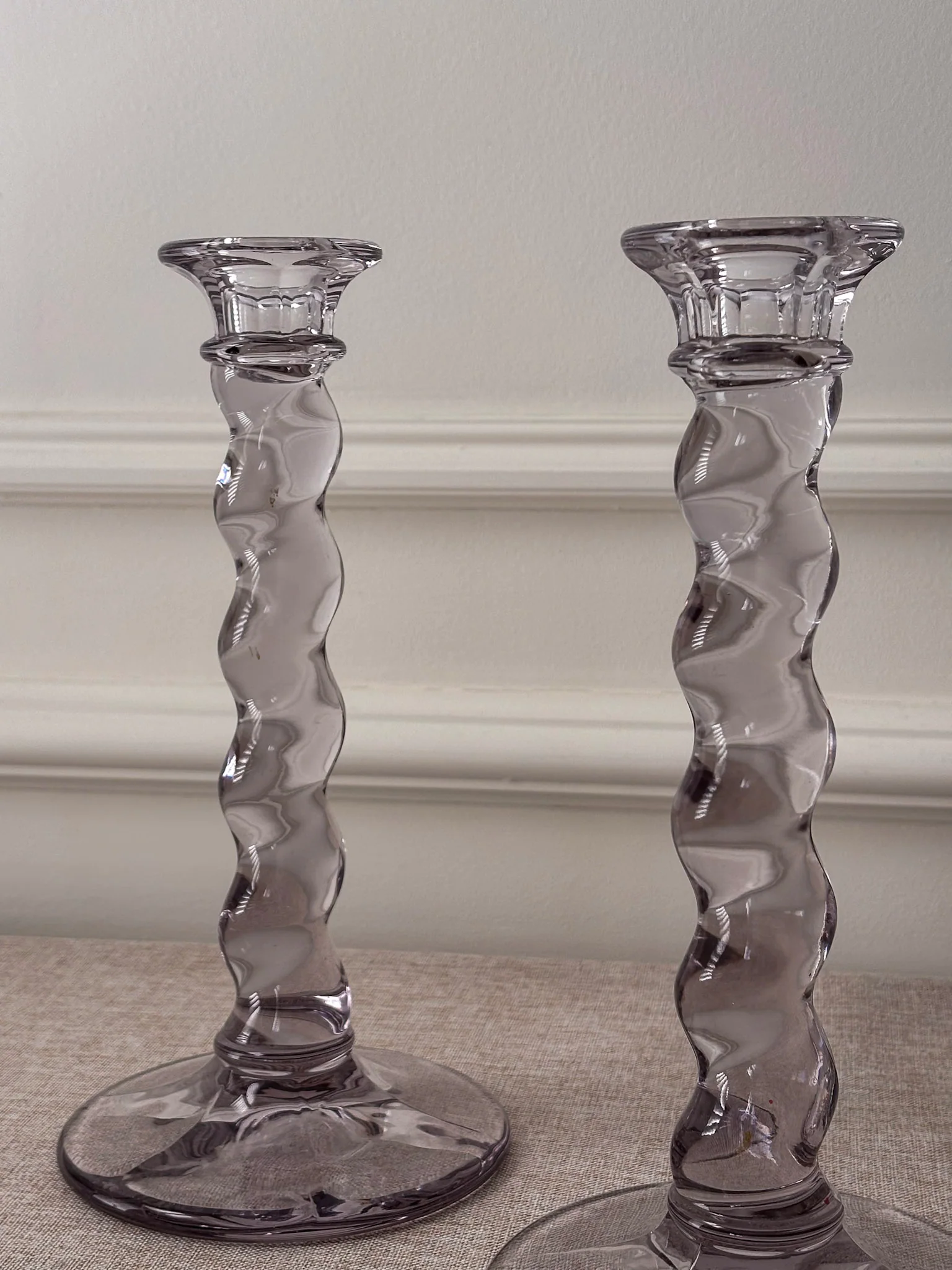Glass Twist Candlesticks, Pair of Sculptural Spiral Stem Candle Holders - Image 3