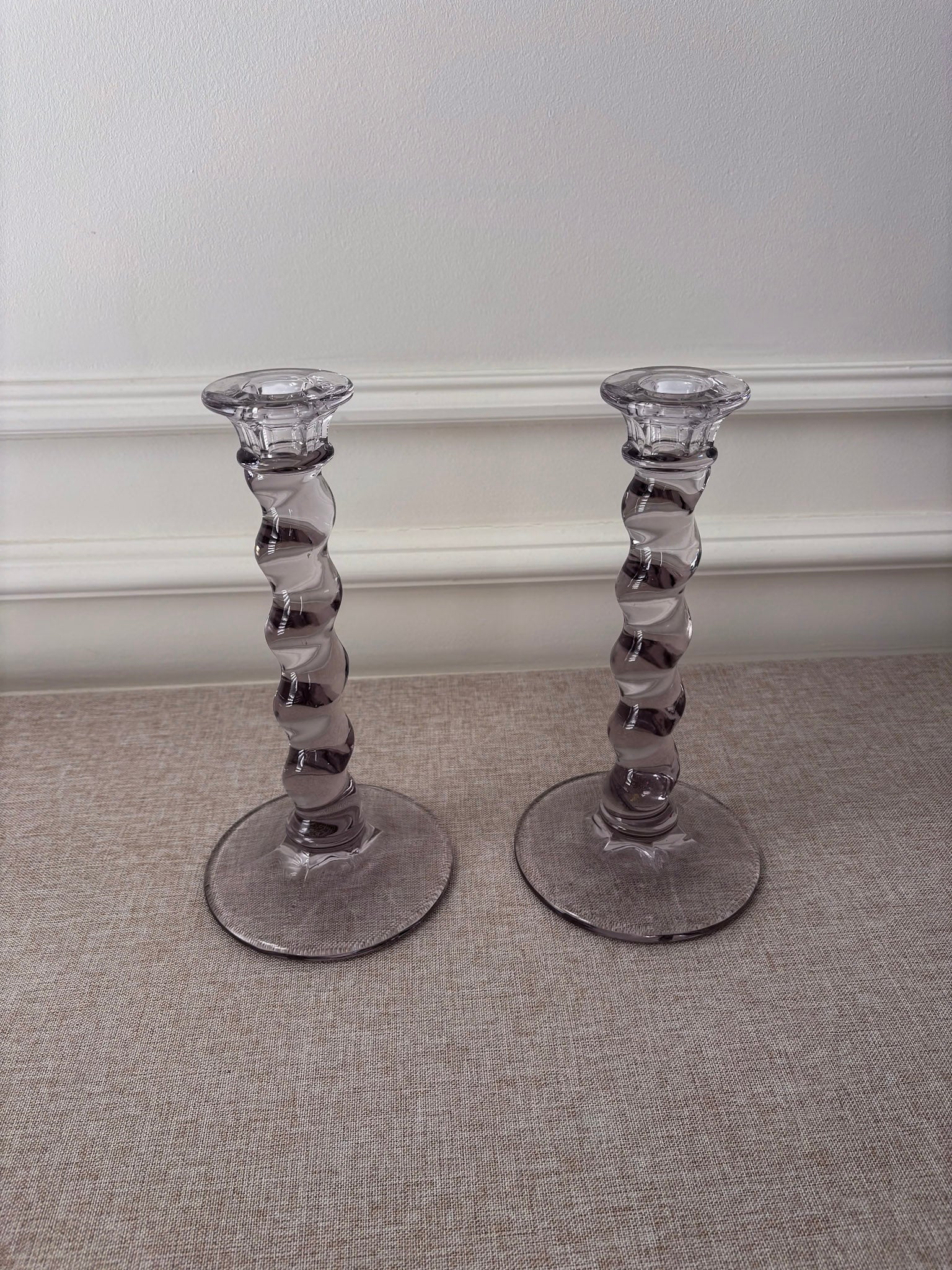 Glass Twist Candlesticks, Pair of Sculptural Spiral Stem Candle Holders - Image 5