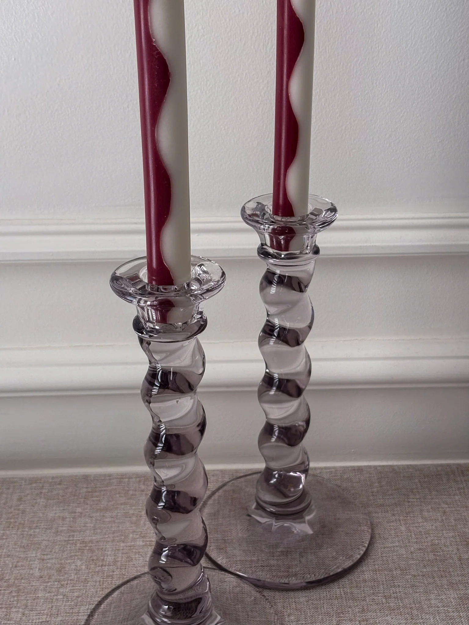 Glass Twist Candlesticks, Pair of Sculptural Spiral Stem Candle Holders - Image 6