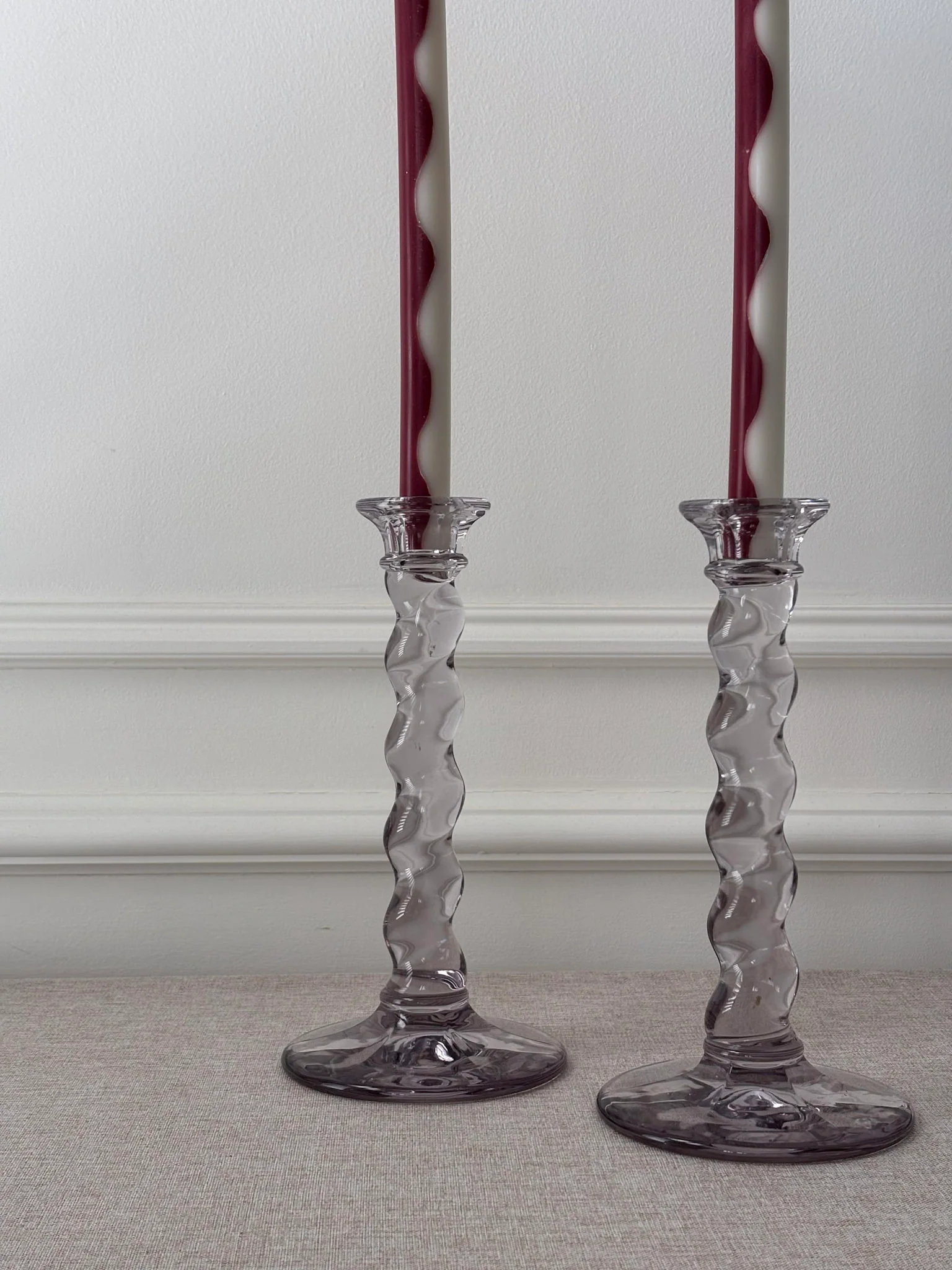 Glass Twist Candlesticks, Pair of Sculptural Spiral Stem Candle Holders - Image 7