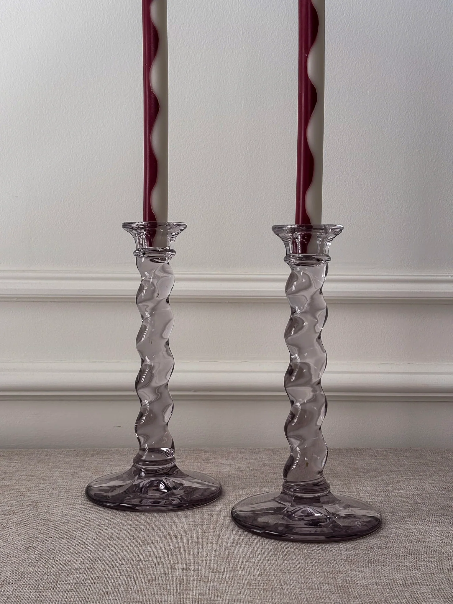 Glass Twist Candlesticks, Pair of Sculptural Spiral Stem Candle Holders - Image 8