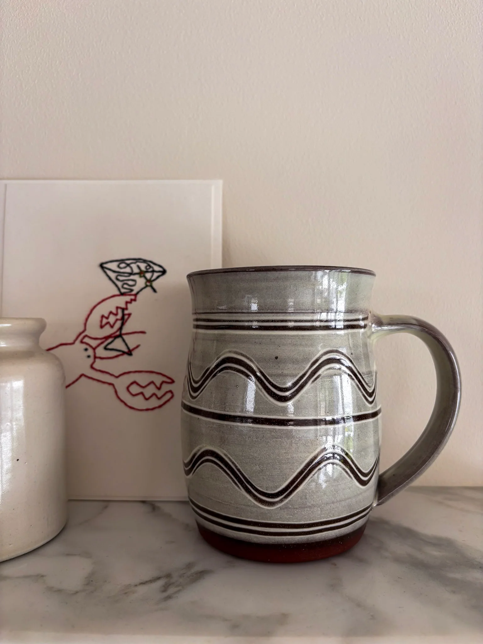 Wavy Studio Pottery Mug by John Solly - Image 4