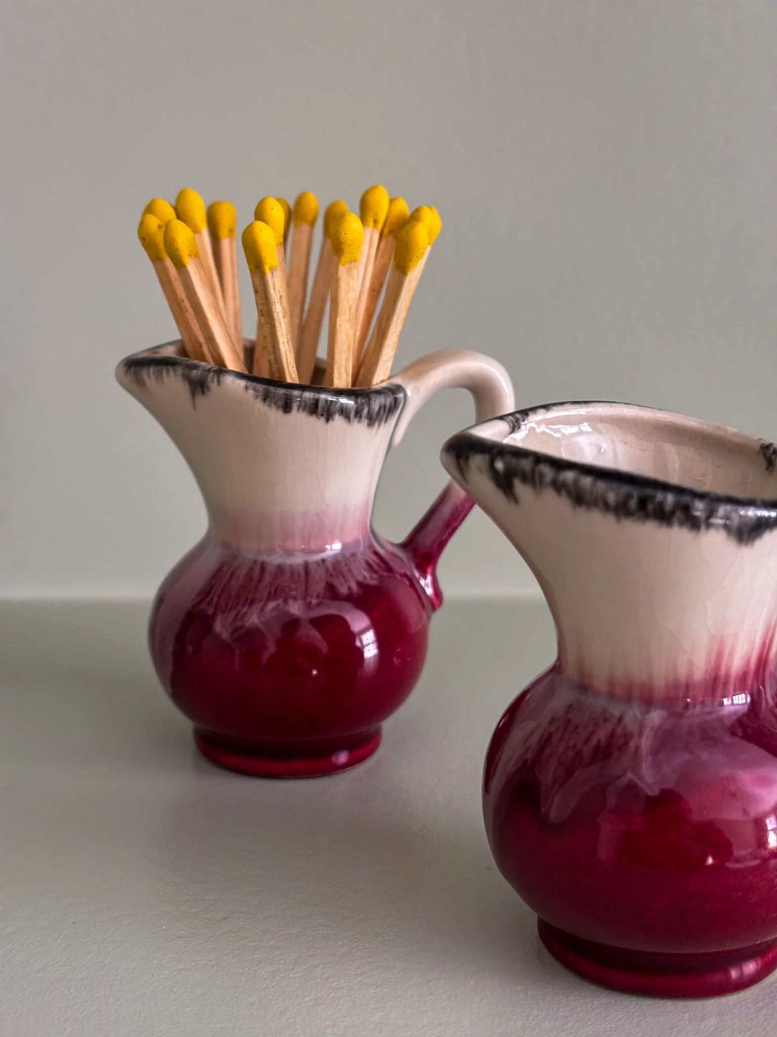 West German Drip-Glaze Ceramic Vessel Matchstick Holder - Image 4