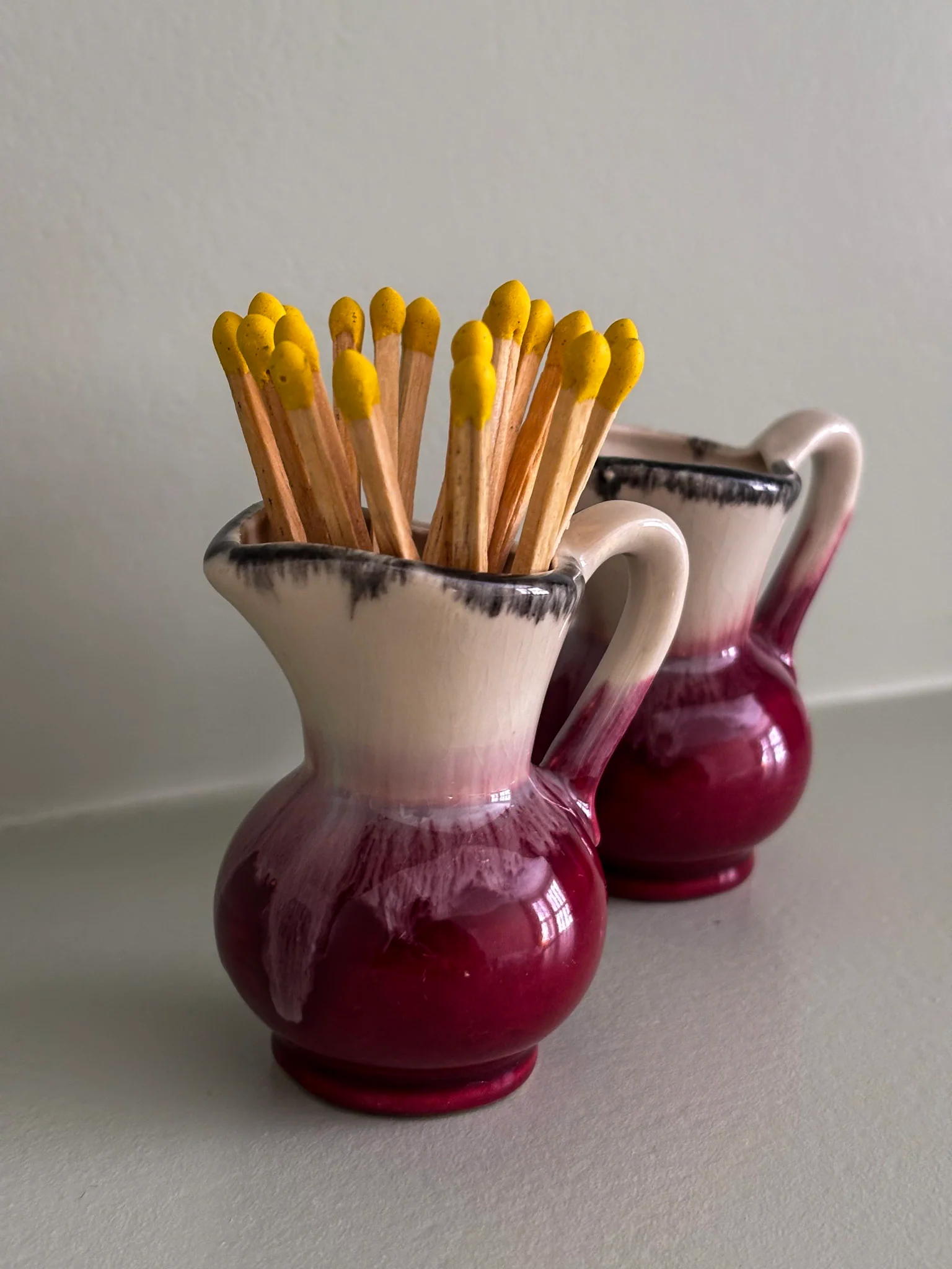West German Drip-Glaze Ceramic Vessel Matchstick Holder - Image 7