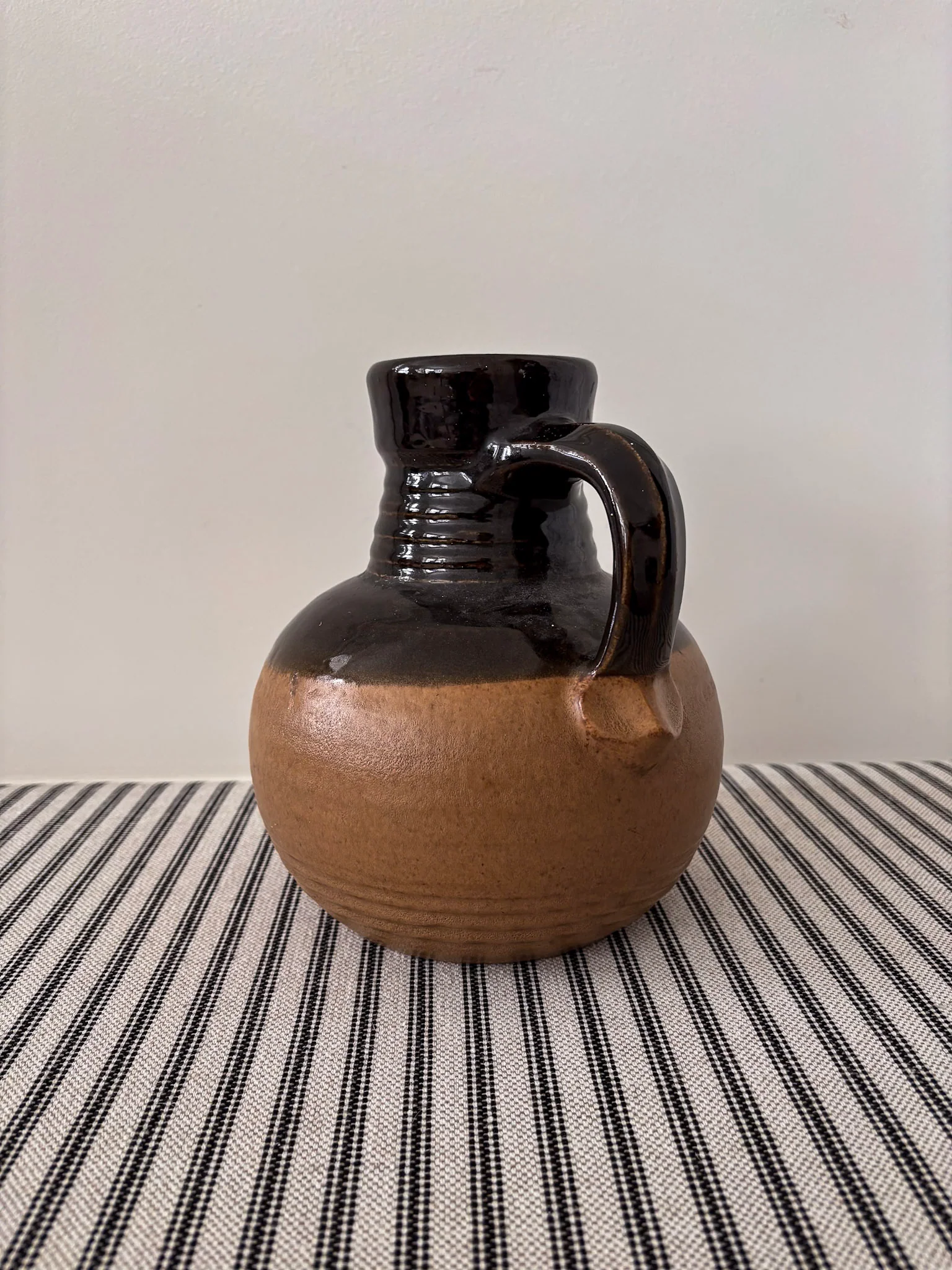 West German Rustic Ceramic Brown Glazed Jug - Image 4